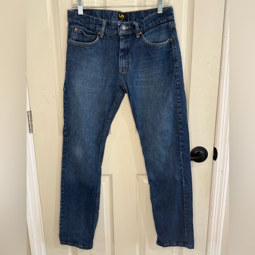 Lee Men's Slim Straight Jeans in Medium Blue Denim